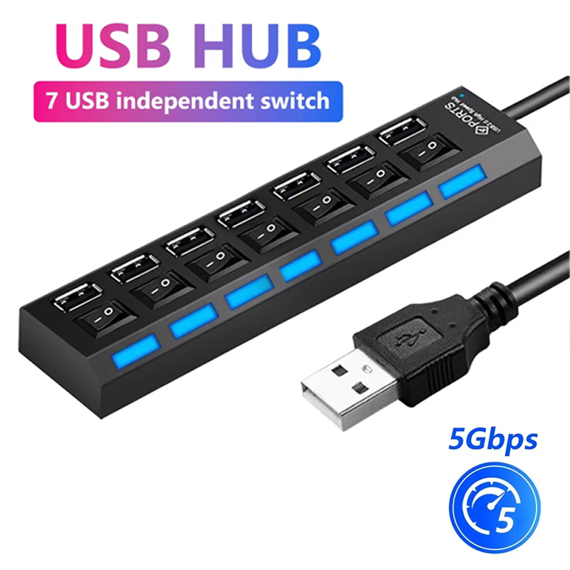Tablet Accessory - 7 Port USB 2.0 Hub Splitter