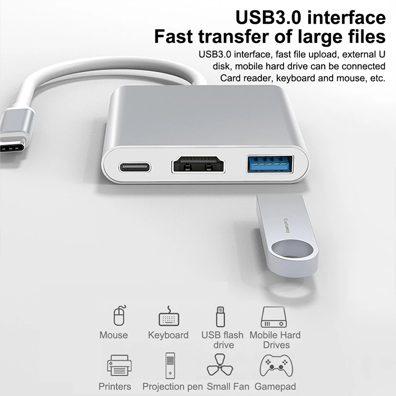 3 in 1 USB Type C Hub to 4K HD - Huawei Tablet Accessories ulasan dan harga