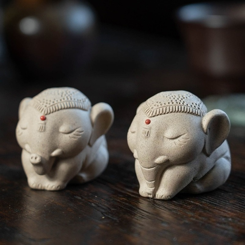 1 PC Purple Clay Peace Elephan - Unique Table Accessories ulasan dan harga