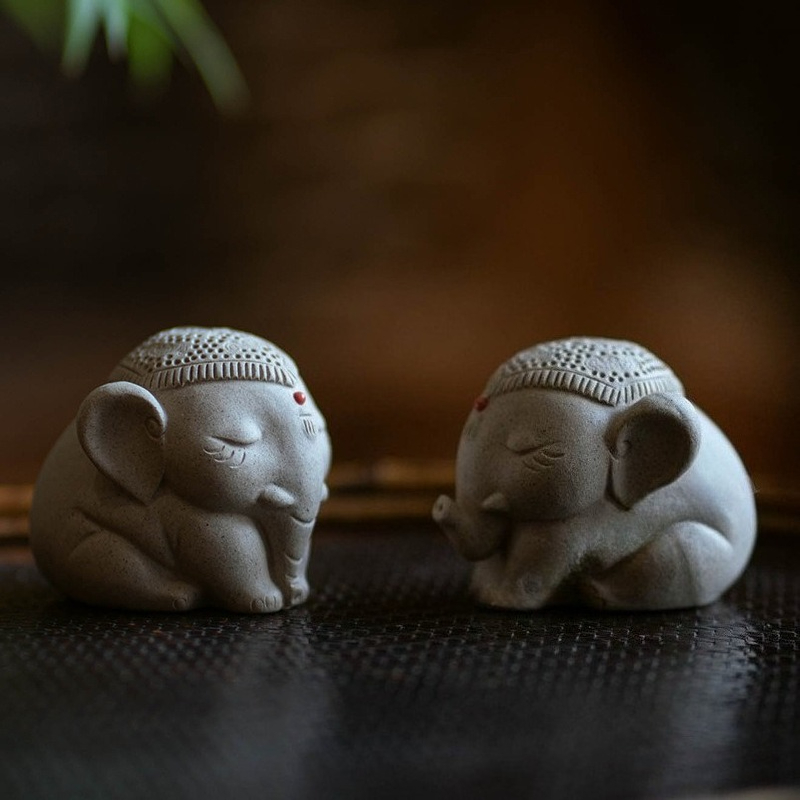 1 PC Purple Clay Peace Elephan - Unique Table Accessories ulasan dan harga