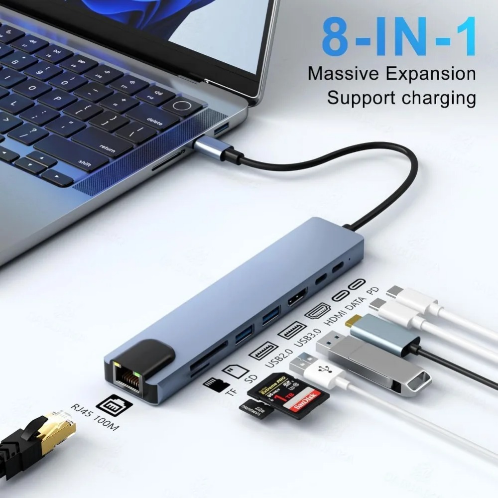 USB C Hub 8/7 in 1 4K HDMI Ada - Hdmi Adapter Tablet ulasan dan harga