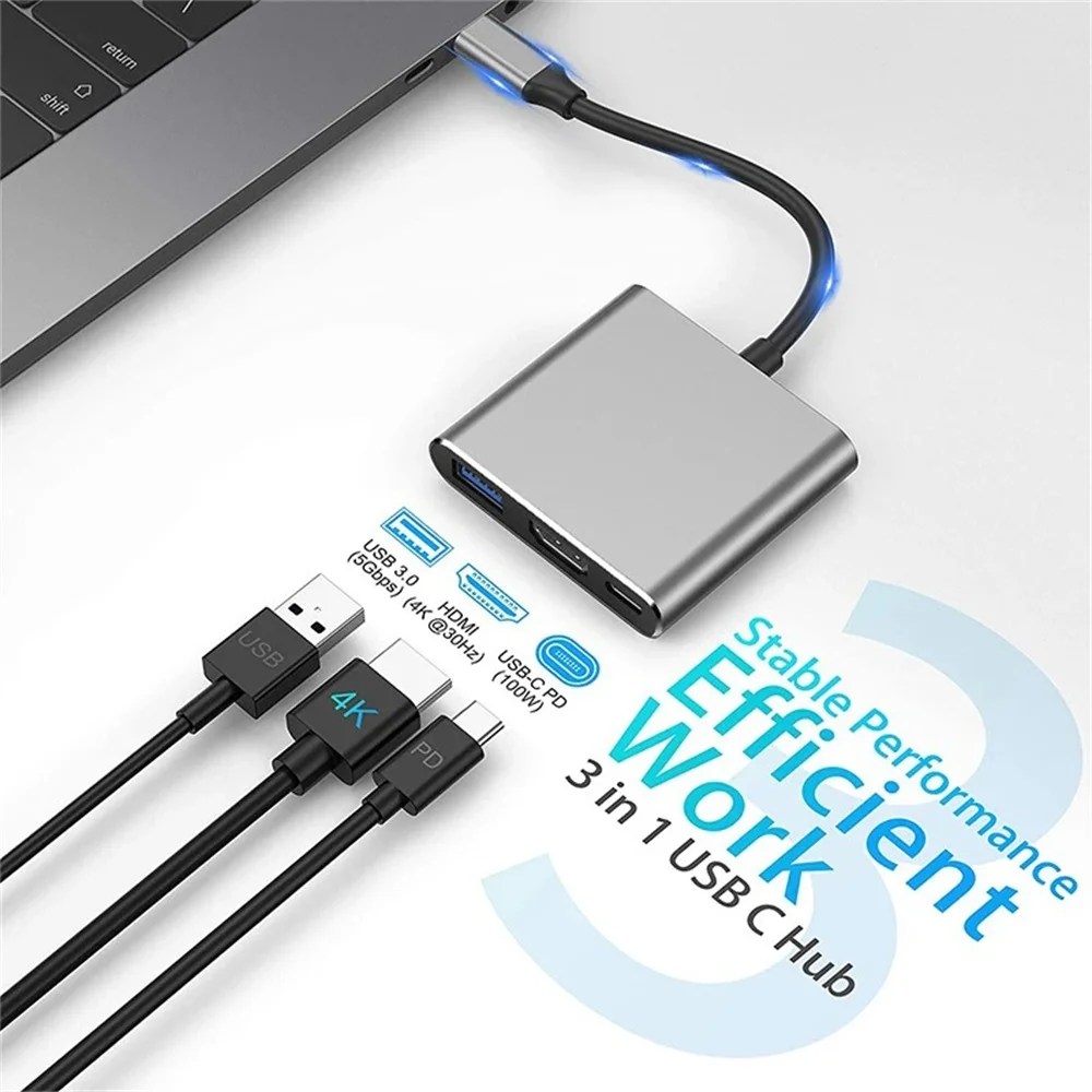USB C HUB 3-in-1 Multiports Ad - Hdmi Adapter Tablet ulasan dan harga