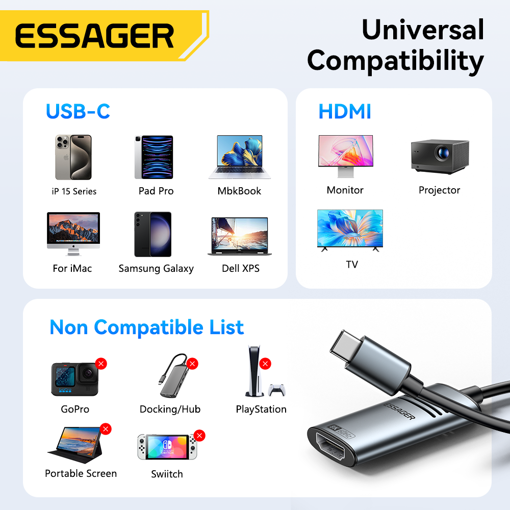 Essager HDMI To USB Type C Ada - Hdmi Adapter Tablet ulasan dan harga