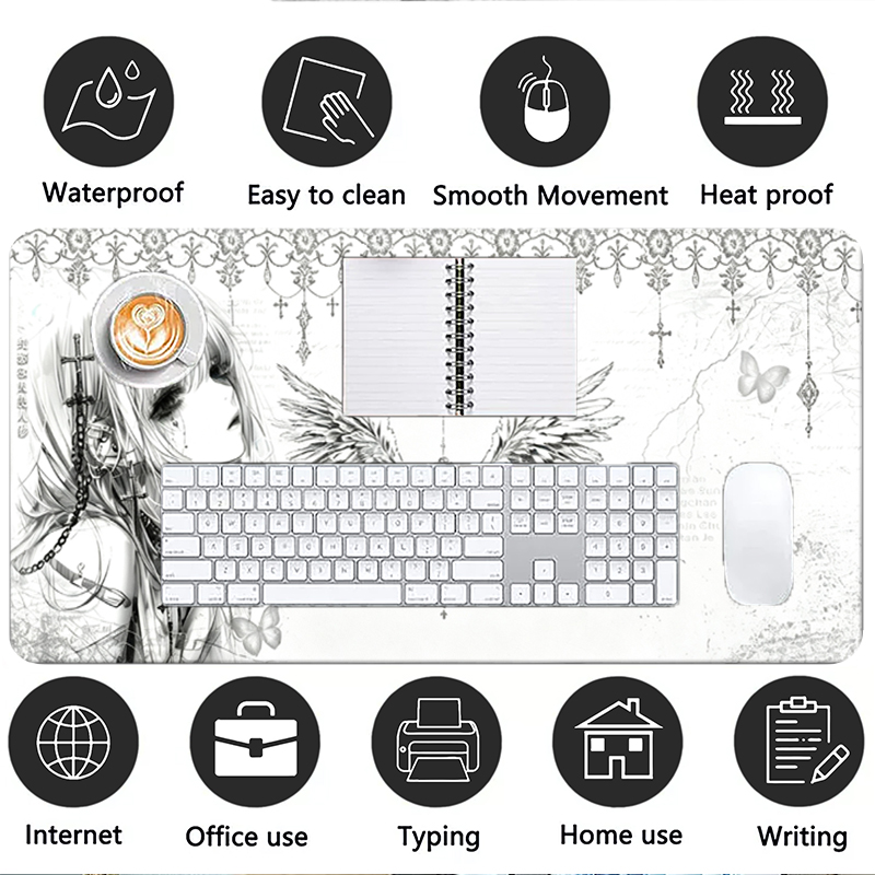Leather Mousepad Black White A - Tablet With All Accessories ulasan dan harga